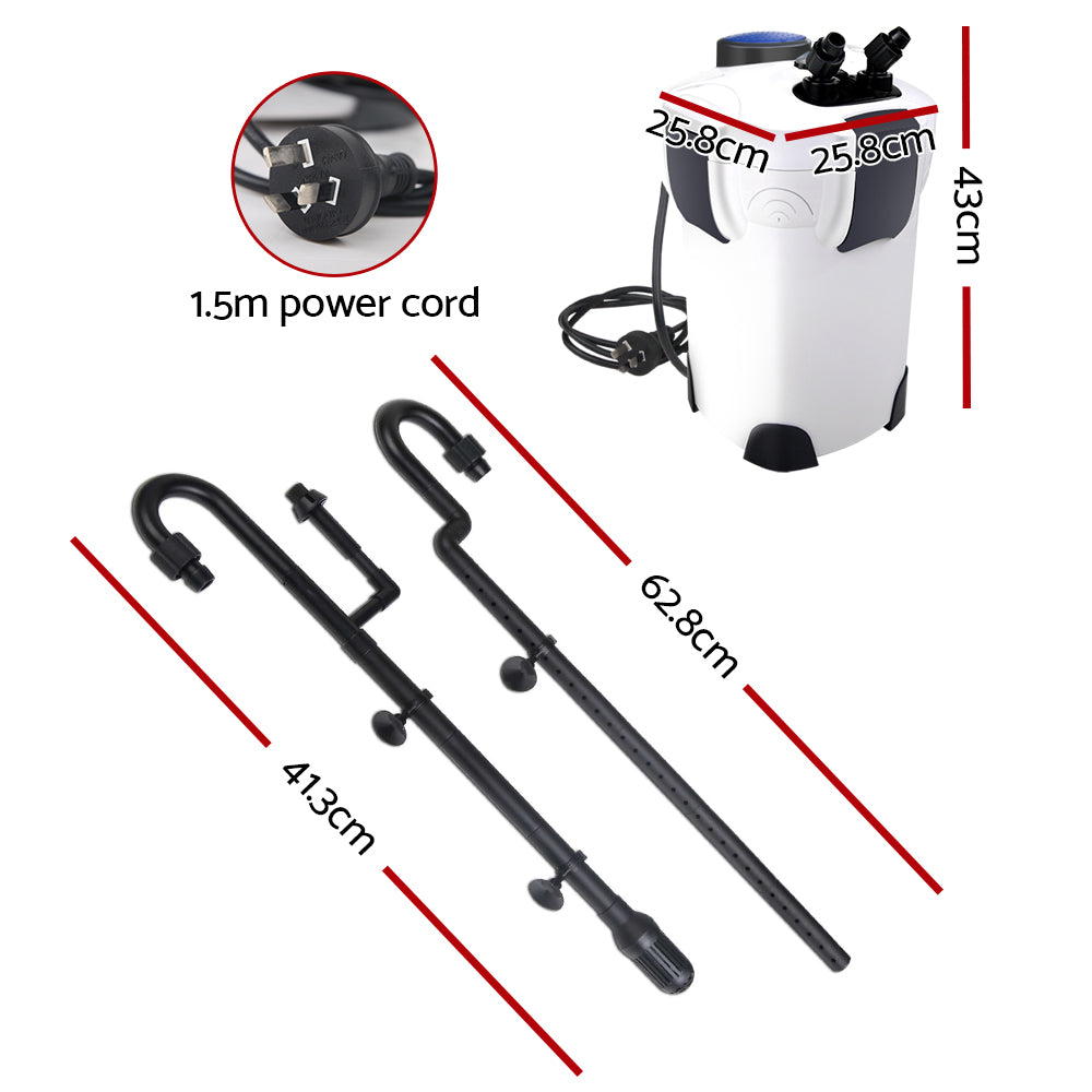 Giantz External Canister Filter with UV Steriliser - 1850L/H + Media Kit