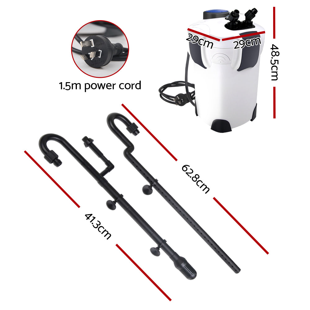 Giantz External Canister Filter with UV Steriliser - 2400L/H + Media Kit