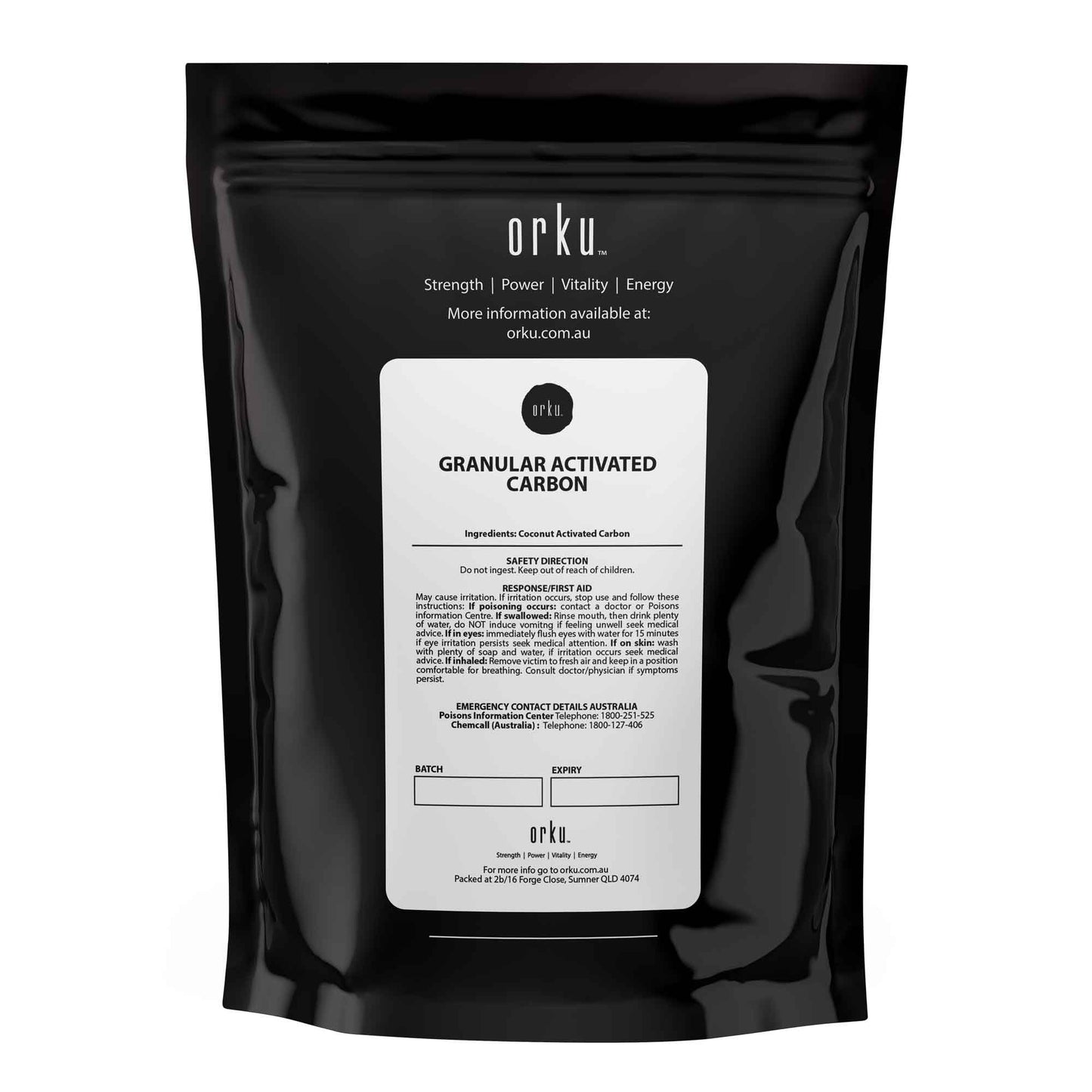 ORKU Granular Activated Carbon - Coconut Shell Charcoal - 1kg