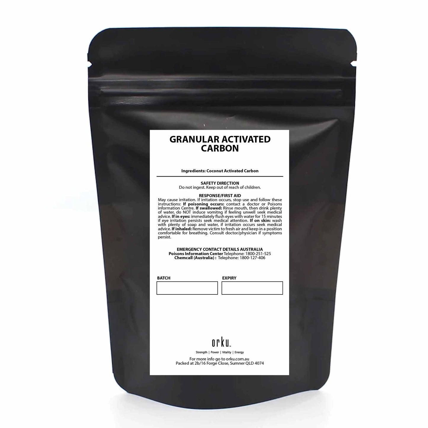 ORKU Granular Activated Carbon - Coconut Shell Charcoal - 20kg
