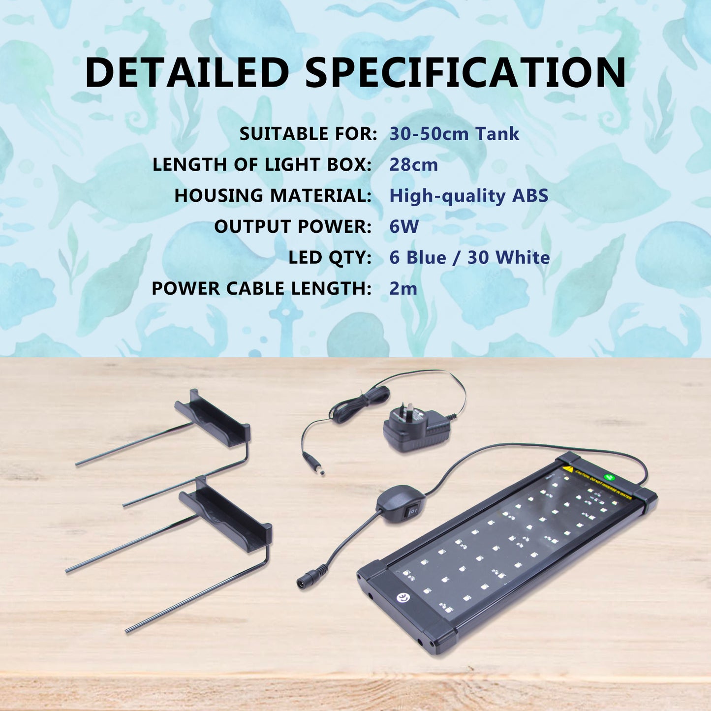 Dynamic Power 6W LED Light Blue/White - 30-50cm