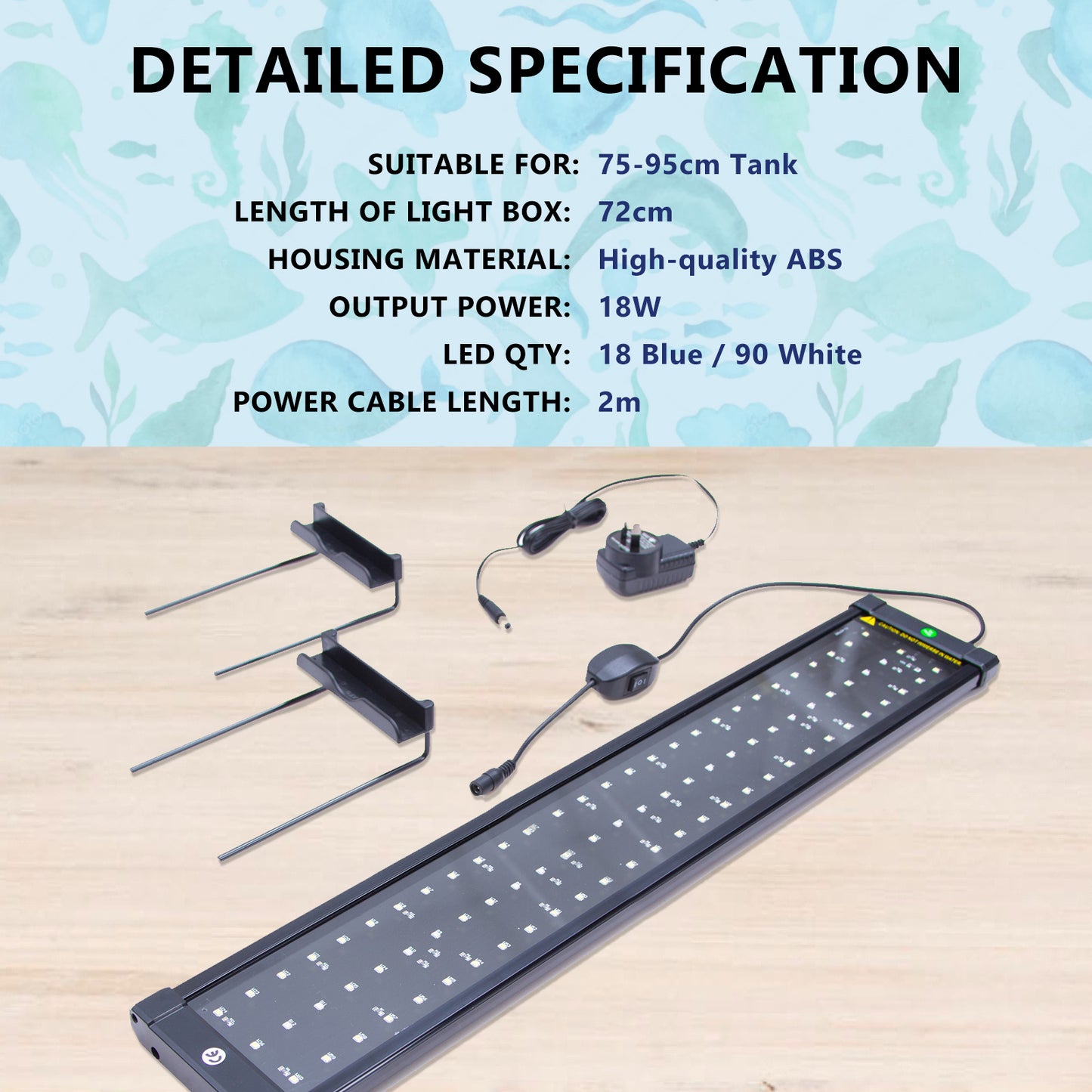 Dynamic Power 18w LED light Blue/White - 75-95cm Combo