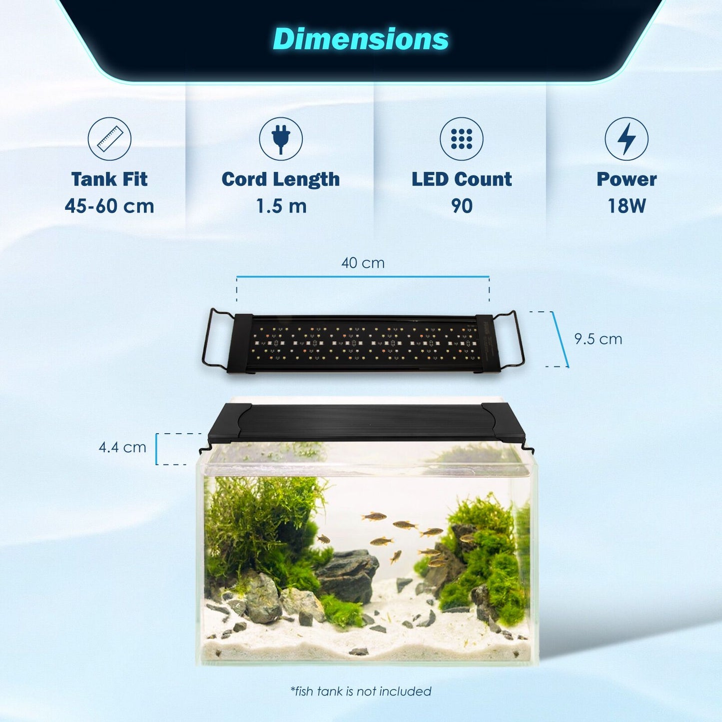 Dynamic Power 18W RGB LED Plant Light - 40cm