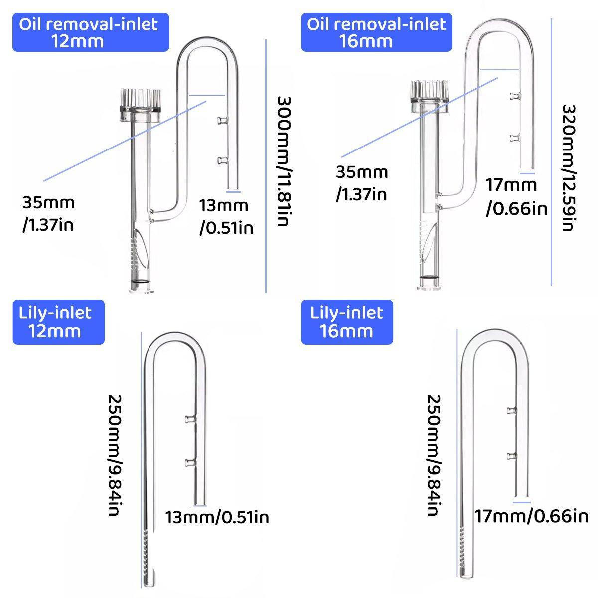 Glass Lily Pipe - Surface Skimmer Inlet - 12mm