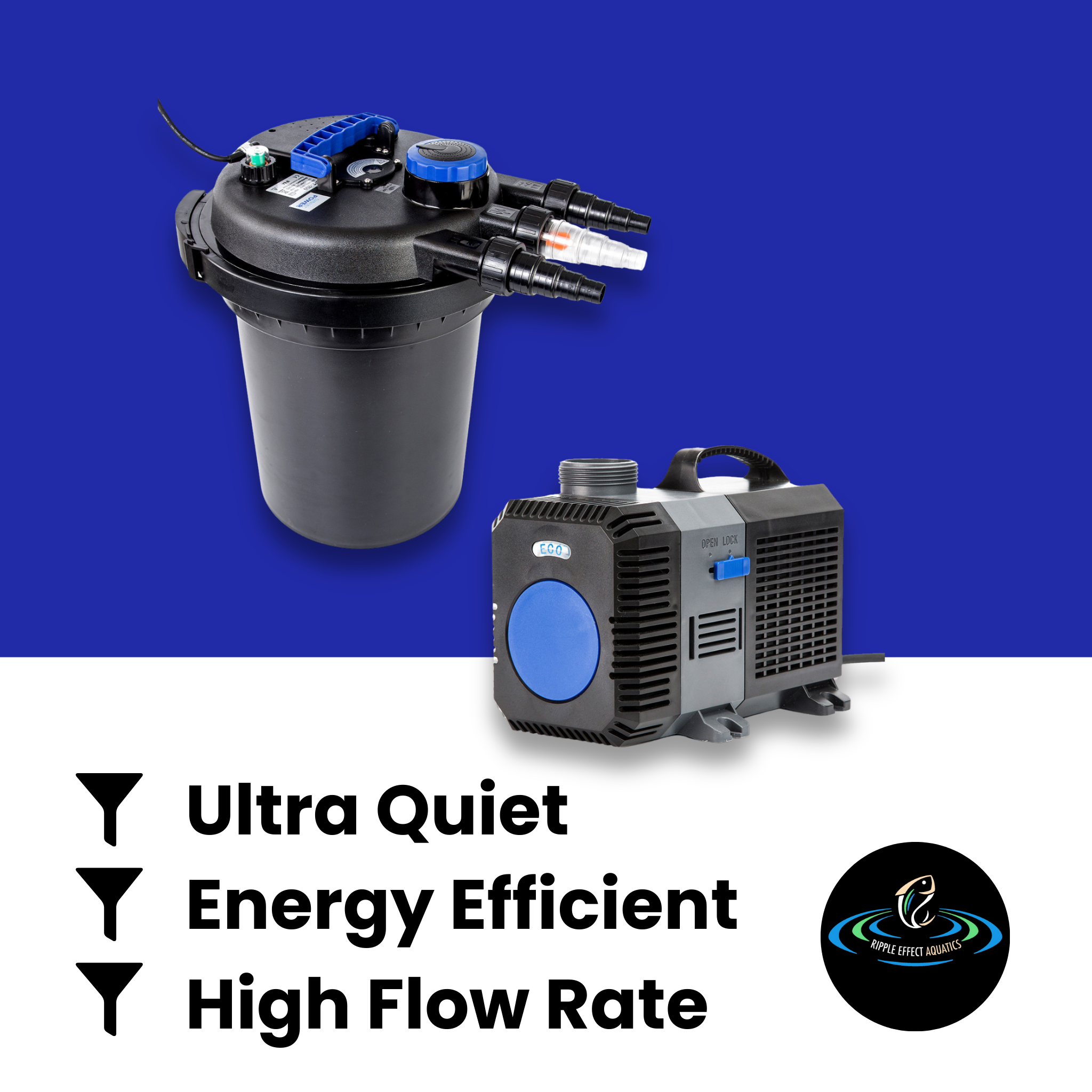 Dynamic Power Pond Canister Filter with UV Steriliser - 10000L/H + Submersible Pump - 16000L/H Pond Kit