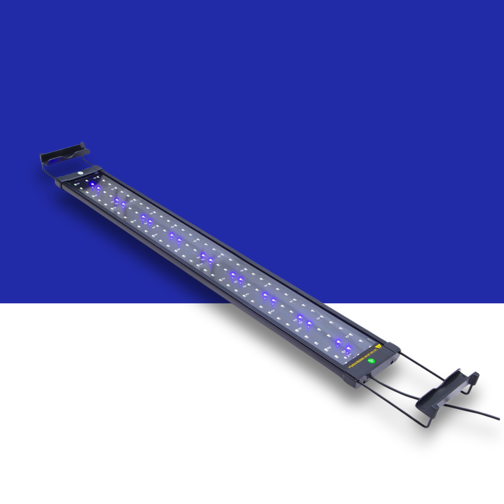 Blue and white LED light bar on a blue and white background