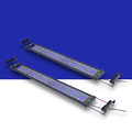 Two LED blue and white LED light bars on a blue and white background