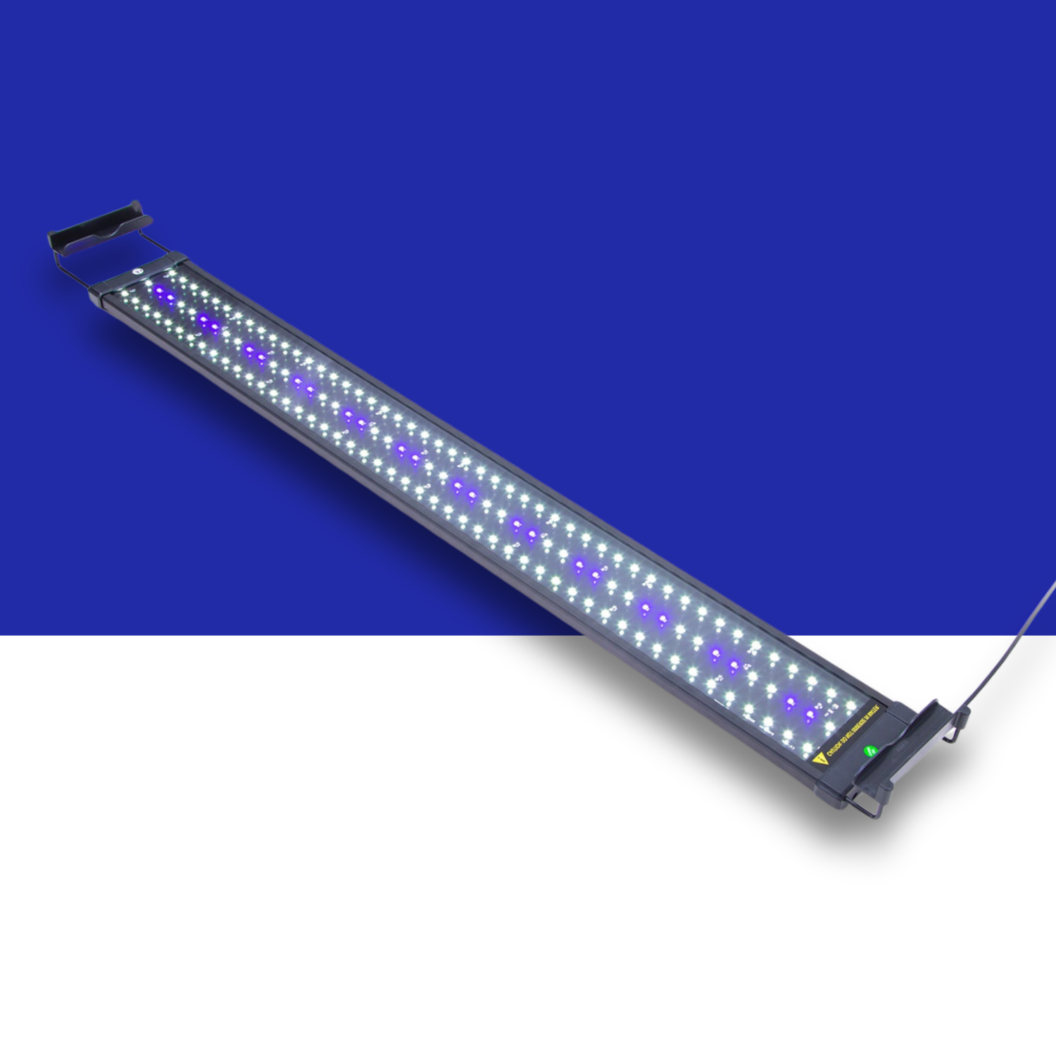 Blue and white LED light bar on a blue and white background