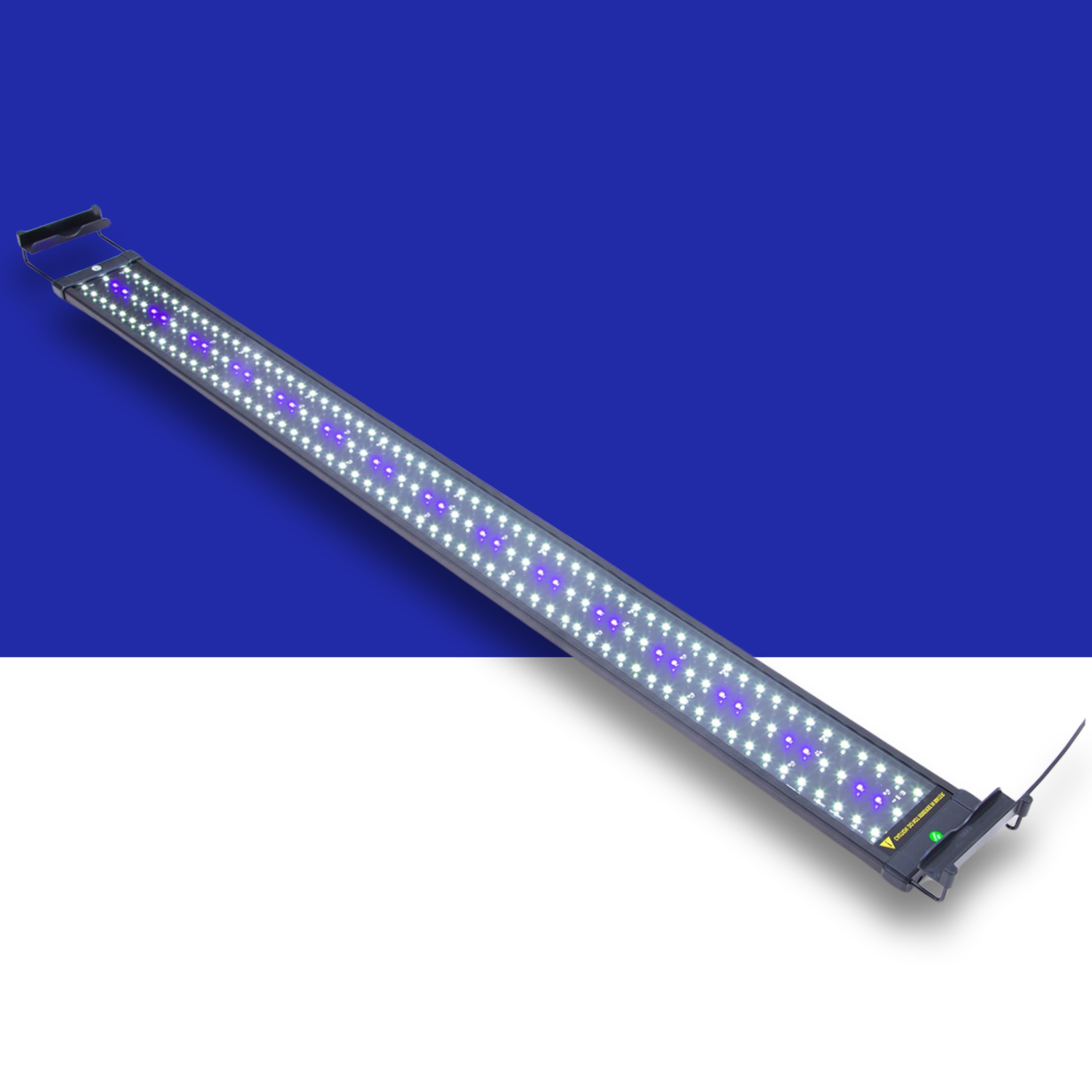 Blue and white LED light bar on a blue and white background