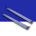 Two LED blue and white LED light bars on a blue and white background