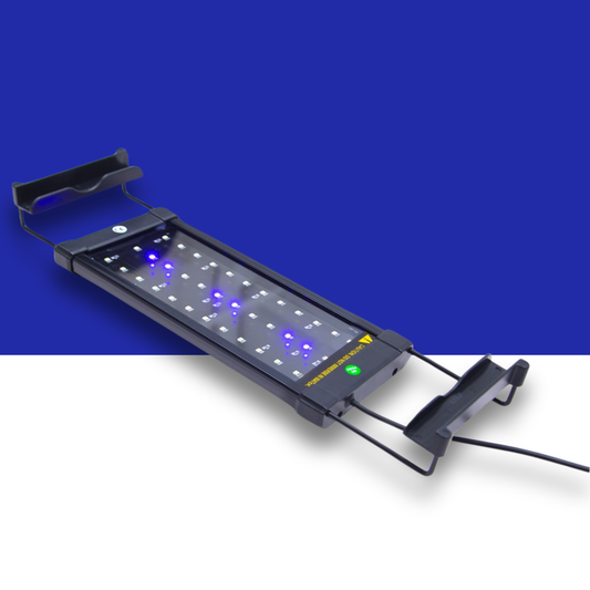 Blue and white LED light bar on a blue and white background