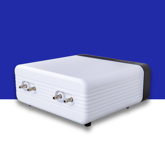 White Aquarium Air Pump with 4 outlets on a white and blue background