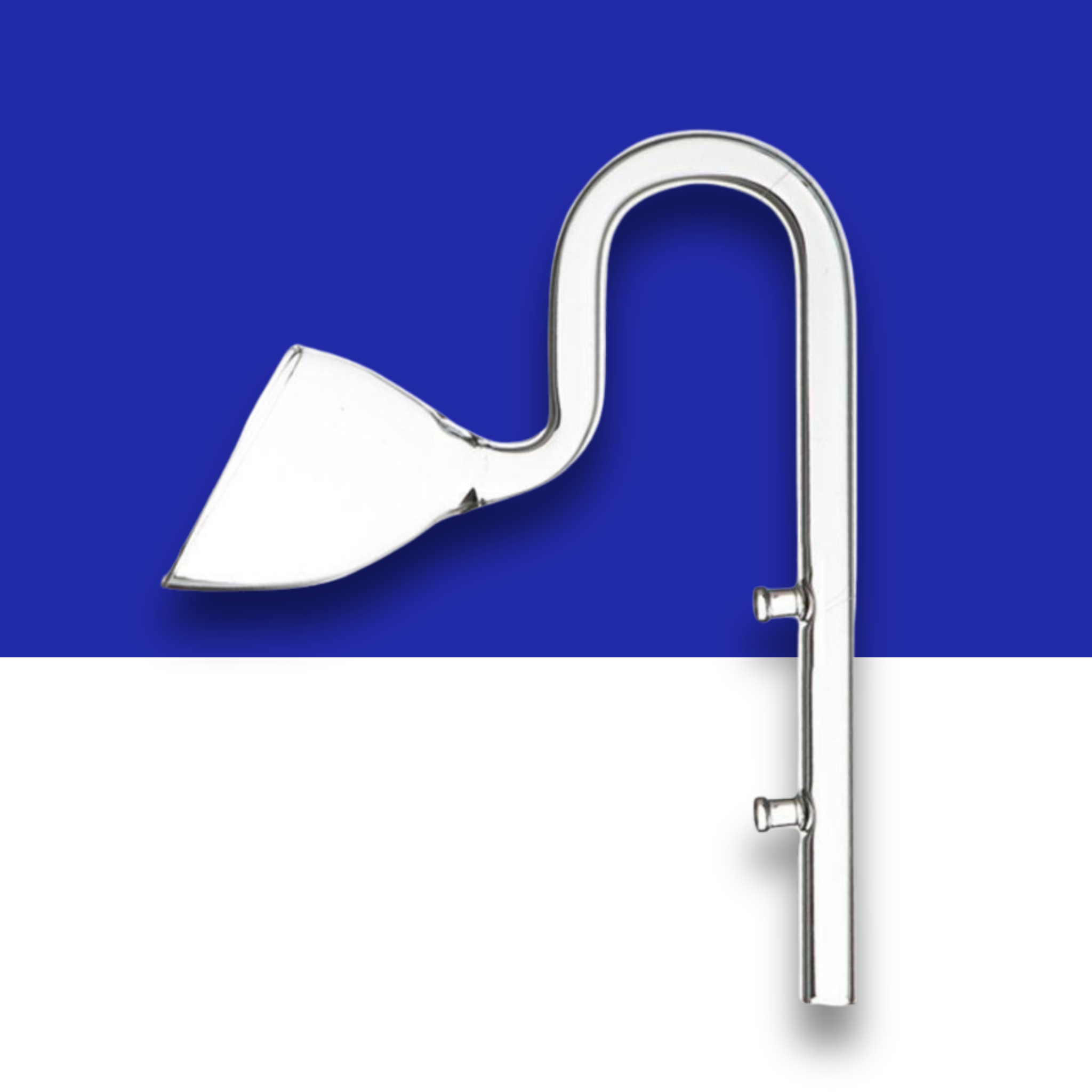 Glass curved Filter Outlet on a blue and white background