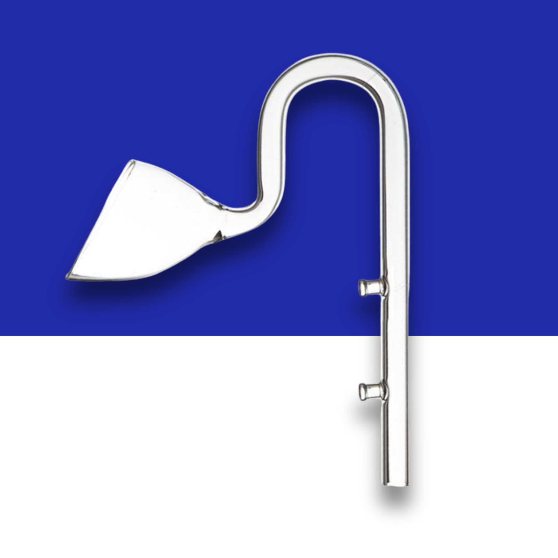 Glass curved Filter Outlet on a blue and white background