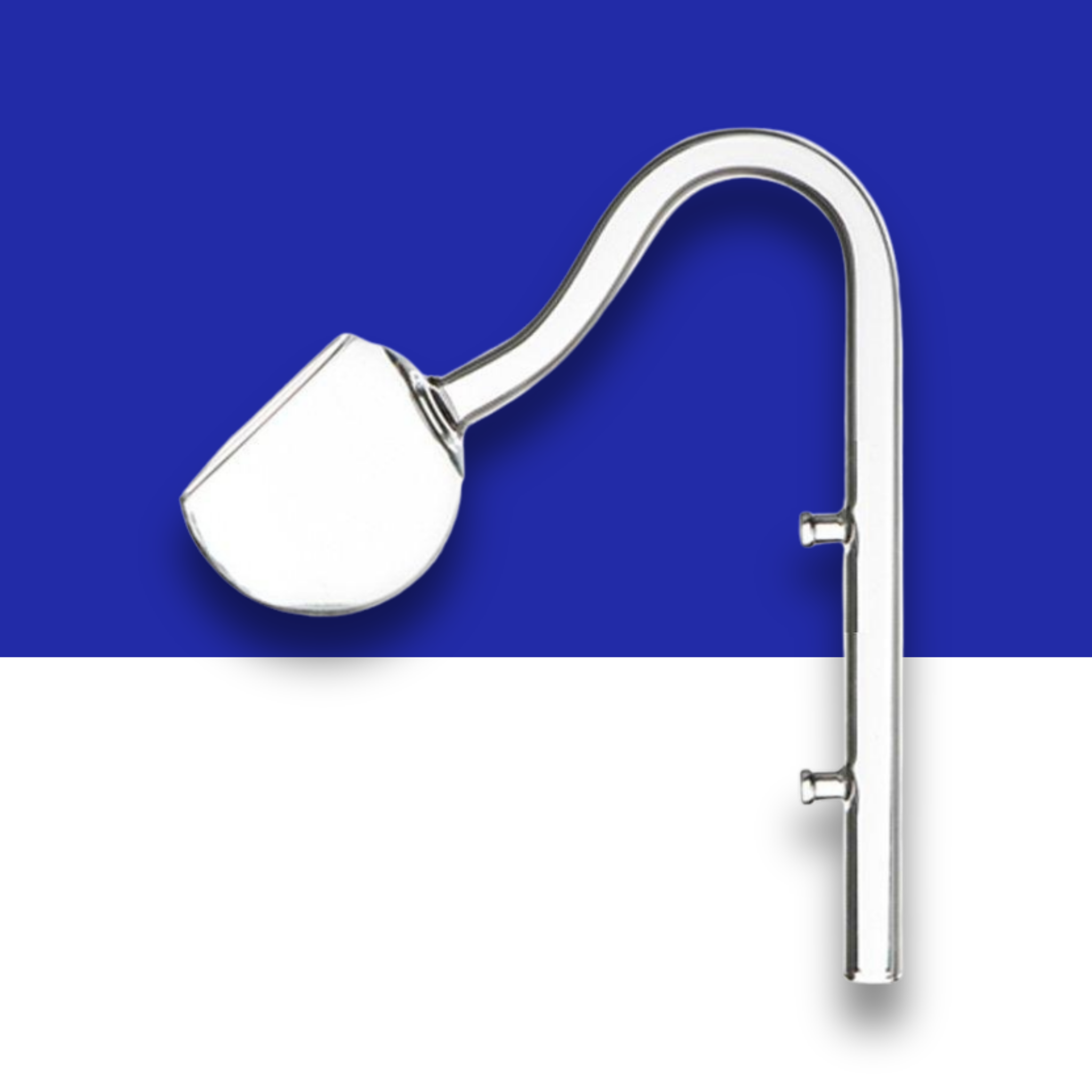 Glass curved Filter Outlet on a blue and white background