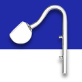 Glass curved Filter Outlet on a blue and white background