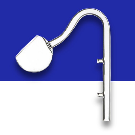 Glass curved Filter Outlet on a blue and white background