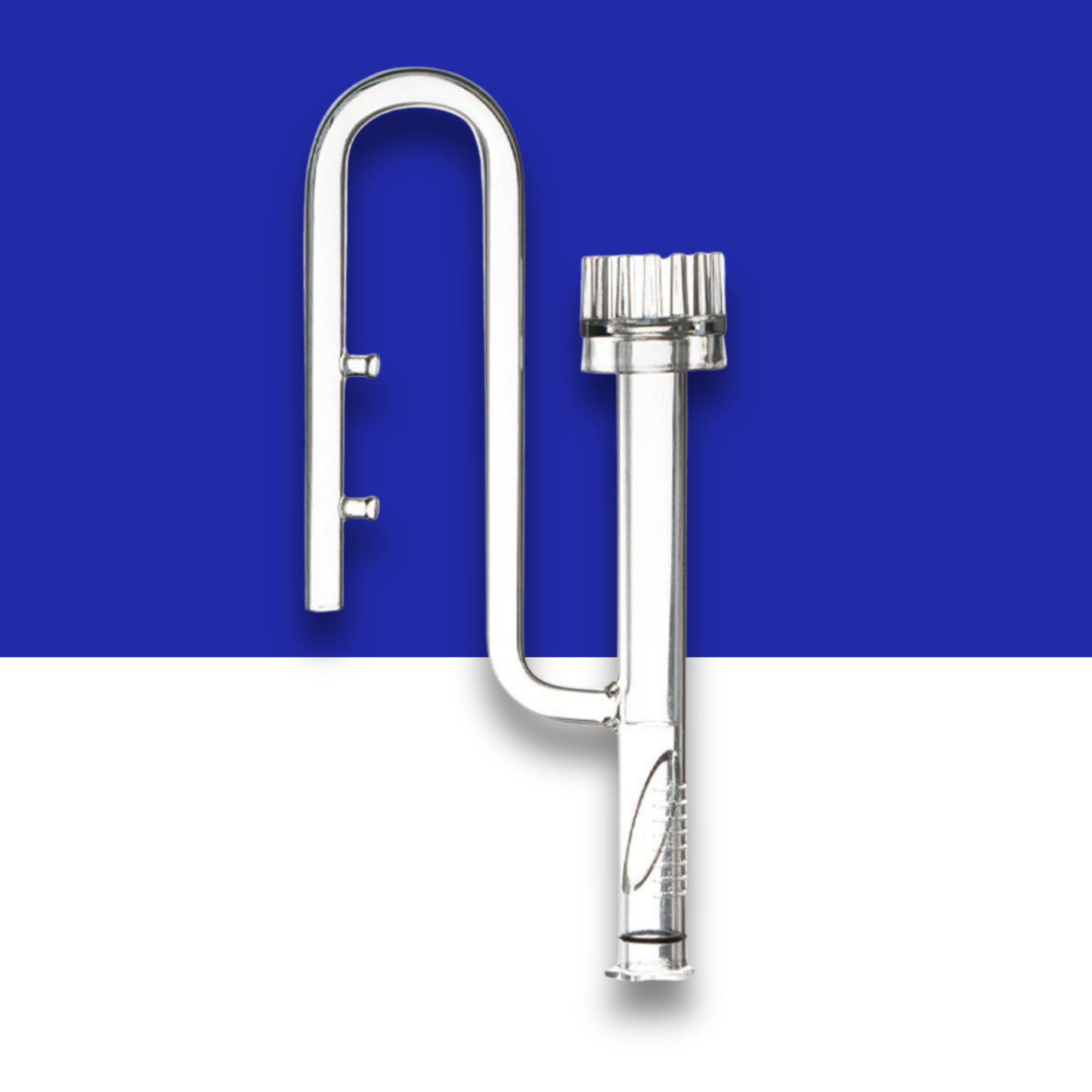 Glass curved Filter Inlet on a blue and white background