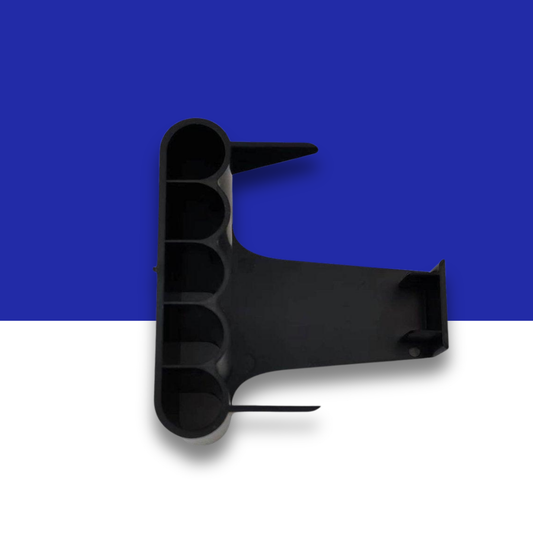 Black Plant Holding Rack on a blue and white background