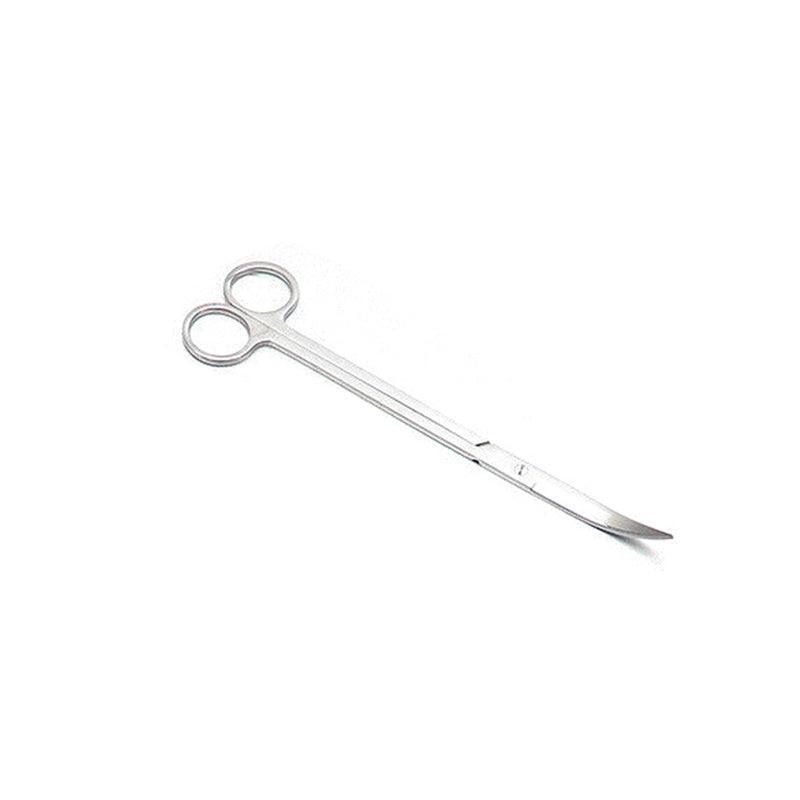 Pair of stainless steel aquascaping scissors on a white background