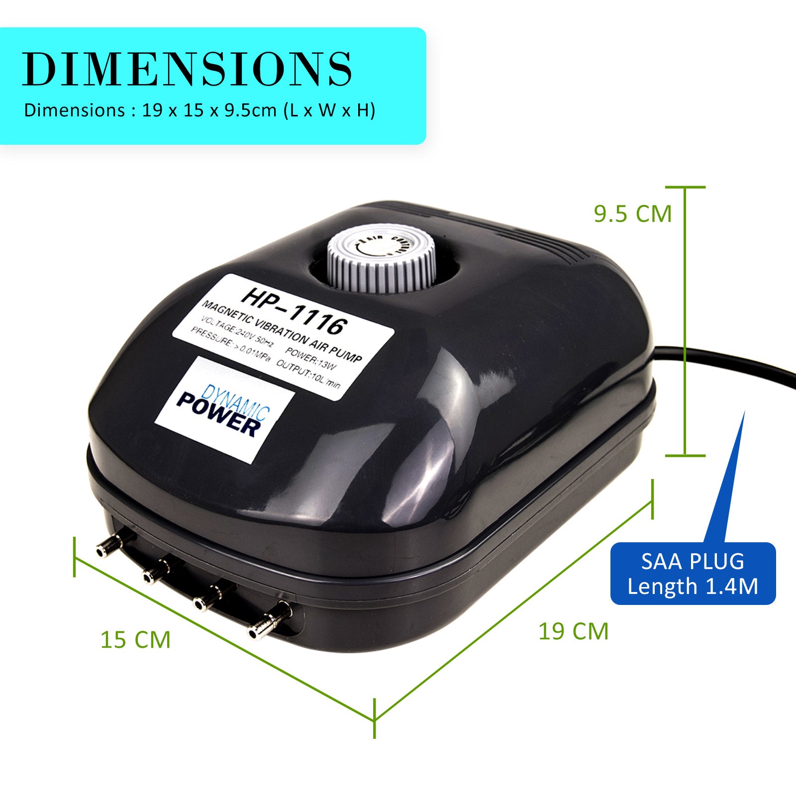 Dynamic Power Air Pump 4 Outlet 360L/H
