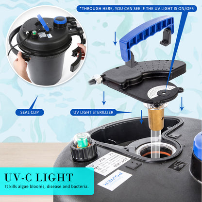 Dynamic Power Pond Canister Filter with UV Steriliser - 10000L/H