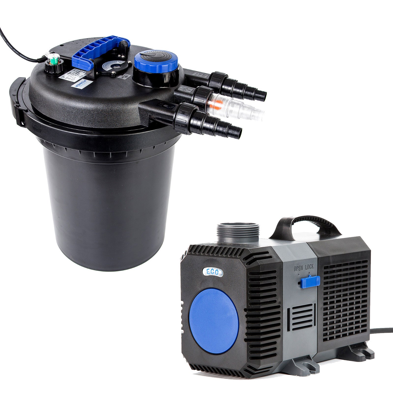 Dynamic Power Pond Canister Filter with UV Steriliser - 10000L/H + Submersible Pump - 16000L/H Pond Kit