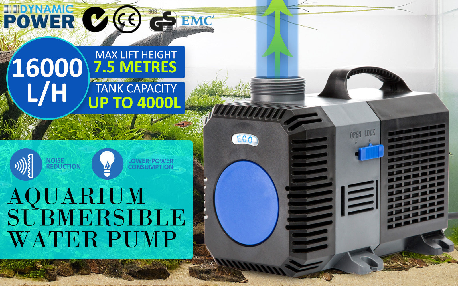 Dynamic Power Pond Canister Filter with UV Steriliser - 10000L/H + Submersible Pump - 16000L/H Pond Kit