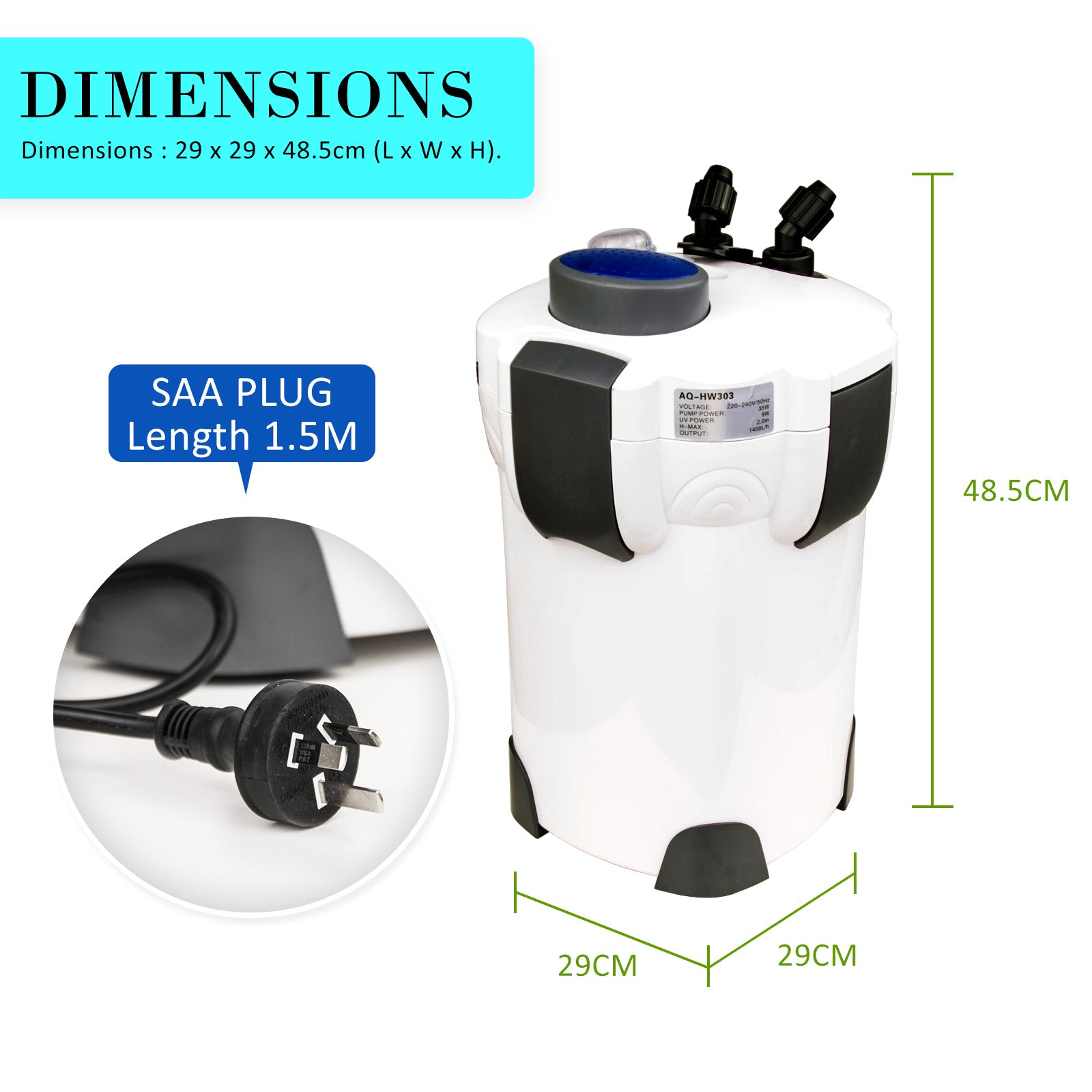 Dynamic Power External Canister Filter with UV Steriliser - 2000L/H + Media Kit