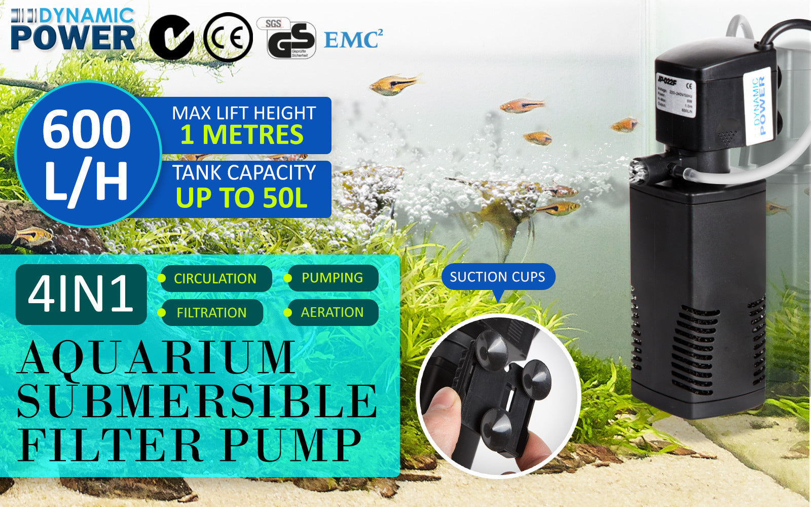 Dynamic Power 3-in-1 Internal Filter - 600L/H