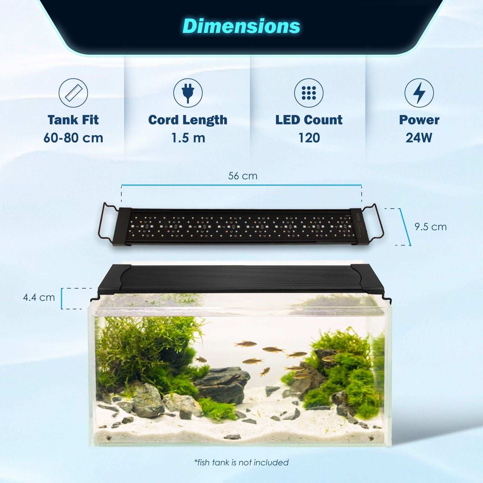 Dynamic Power 24W RGB LED Plant Light - 56cm