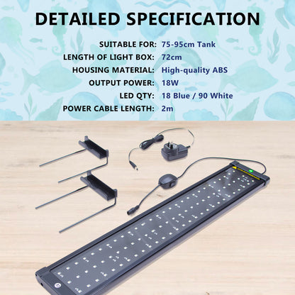 Dynamic Power 18w LED light Blue/White - 75-95cm Combo