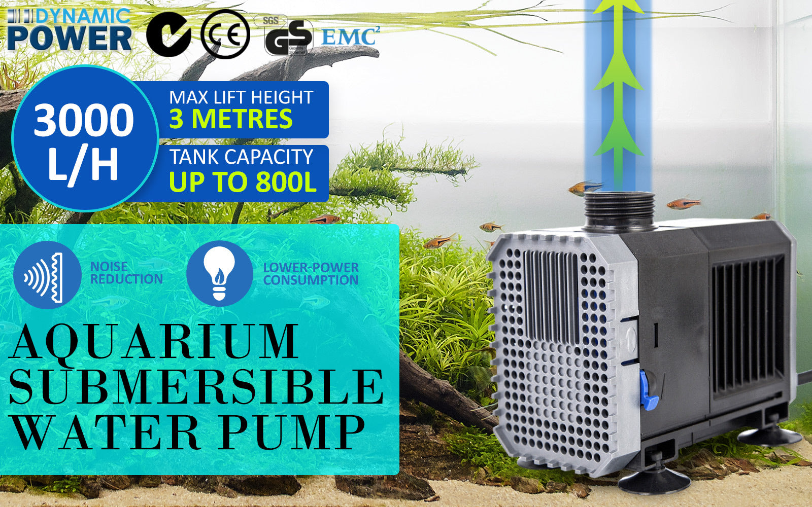 Dynamic Power Submersible Pump - 3000L/H