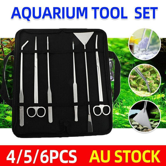 Stainless Steel Aquascape Tool Set  - 6PC Kit + Case
