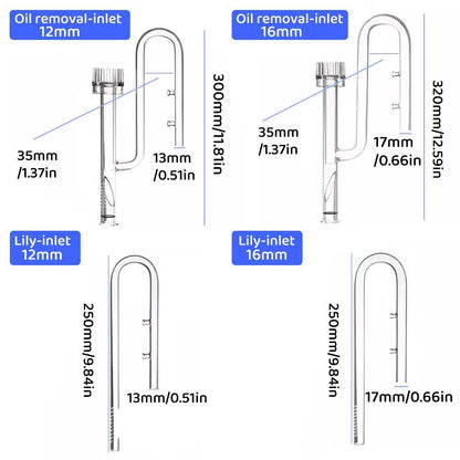 Glass Lily Pipe - Surface Skimmer Inlet - 16mm