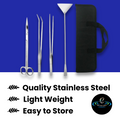 Stainless Steel Aquascape Tool Set  - 4PC Kit + Case